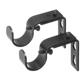Ivilon Short Projection Brackets for Curtain Rods - for 7/8 or 1 Inch Rods. Set of 2 - Black