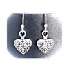 Little Etched Silver Heart Dangle Earrings Love Romance. Jewelry Earrings
