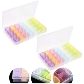 Dbmb 2 Cajas De Almacenamiento Para Uñas Con 28 Compartimientos