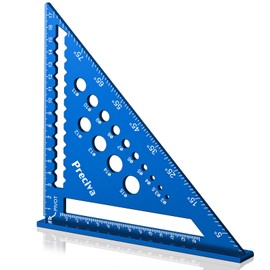 Speed Square, Preciva 7inch/180mm Set Square, Triangle Ruler with 14 Types of Drill Holes, Blue