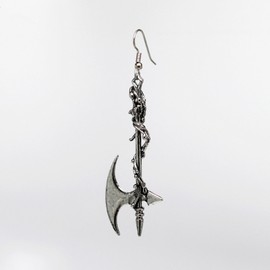 Real Metal Jewelry Gothic Vine Wrapped Executioner's Axe Pewter Dangle Earrings #803