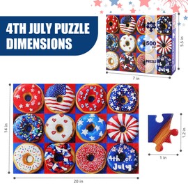 Patriotic Donuts 500 Piece Puzzles for Adults - American Flag Theme, with Vibrant Red, White & Blue Artwork Puzzle for Family Game Night & Home Decor