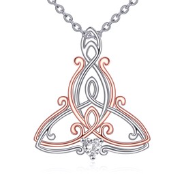 VONALA Celtic Motherhood Knot Necklace 925 Sterling Silver Celtic Trinity Pendant Necklace Irish Jewelry Gifts for Women