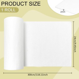 BENECREAT 3mx24cm Felt Fabric Roll, White Craft Felt Fabric Polyester Felt Roll for Felt Table Mats, DIY Craftwork, Sewing and Patchwork, 2mm Thick