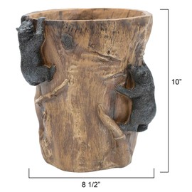 BLACK FOREST DECOR Climbing Black Bears Waste Basket – Rustic Bathroom Trash Can – 8.5" x 10"