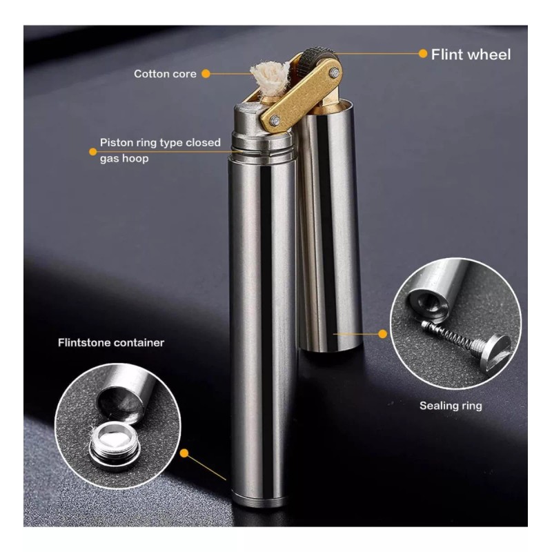 Amposei Encendedor De Cobre De Queroseno, Encendedor Mecha-plateado