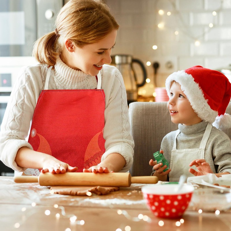 2Pcs Cartoon Santa Elk Kitchen Aprons - Christmas Party Cooking