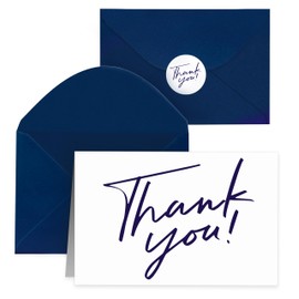 28utterfly Heavy Duty Thank You Cards with Envelopes,50 PK- Blue Thank You Cards, 4x6 Inches Minimalistic Design Thank You Notes for Weddings/Business/Baby Shower/Graduation/Teacher/Funeral