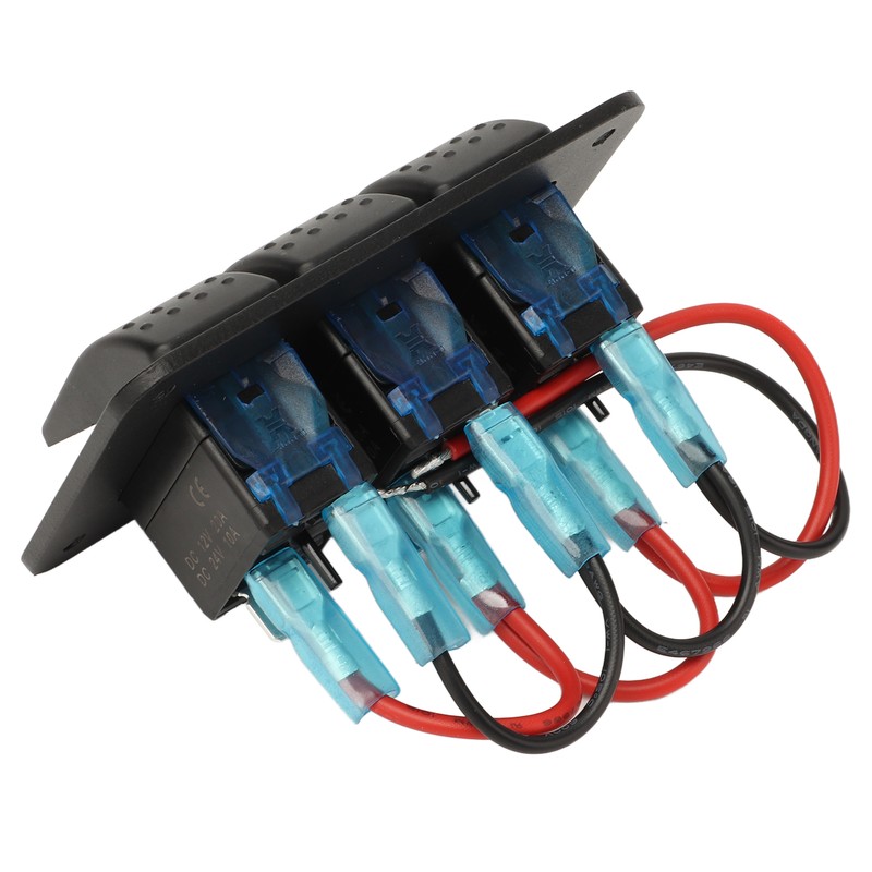 3 Gang Rocker Switch Panel IP65 Waterproof DC12‑24V Blue Light
