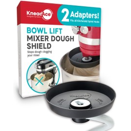 KNEADACE KneadAce Spiral Dough Hook Shield For kitchenaid Mixer-Prevents Dough from Clogging Your Bowl Lift Mixer- Compatible With KitchenAid Dough Hook. (With 2 Adapters-Fits All KA Spiral Hooks)