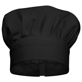 Risipu Chefs Hat with Elastic Band, Unisex Chef Hat with Adjustable Elastic Band, Chef Hat for Adults, Kitchen, Home, Restaurant and Hotel, black