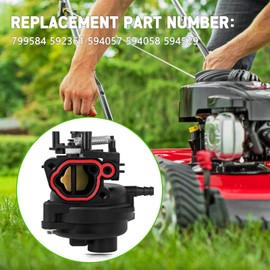 Rakiyada 799584 Carburetor Kit Compatible with B&S 594058 594057 592361 594529, 163cc Lawn Mower Parts Fits for Troy Bilt TB110 TB200 103M02 09P702 550EX 625EX 675EX 725EXI LC121P