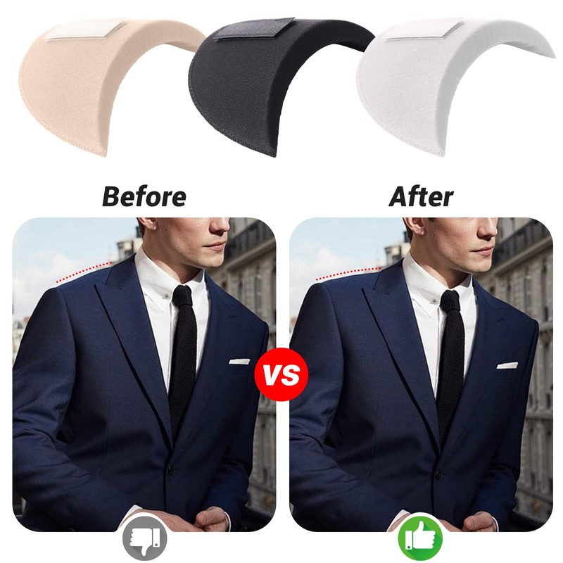2 Pairs Set-in Shoulder Pads, 1.5cm Thickening Foam Shoulder Pads