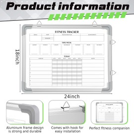 Lincia 24 x 18 Inch Fitness Tracker Whiteboard Workout Calendar for Home Gym Dry Erase Planner Hanging Removable to Do List for Wall Whiteboard with Aluminum Frame for Gym Program Christmas(Style A)