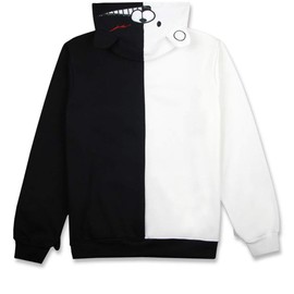 Coslover Black White Bear Hoodies Zipper Unisex Jacket Cosplay Costume Sweatshirts with Gloves 2XL