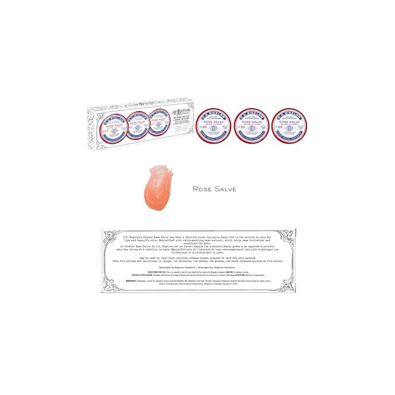 C. O. Bigelow - Juego de 3 bálsamos labiales multiusos,