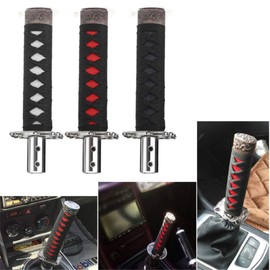Riloer 15Cm Car Gear Shift Knob Samurai Sword Gear Metal Katana Shifter Universal Adapter（1Pc）