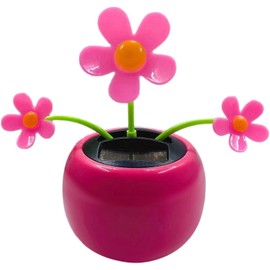 Solar Powered Dancing Flower Car Decor - Rose Red Bobblehead Dashboard Ornament with Swinging Motion, Auto Accessories for Windshield and Dashboard,Educational Solar Toy for Kids Adults