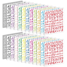 2016Pcs Letter Stickers 24 Sheets Alphabet Stickers Vinyl Self Adhesive ABC Number Stickers for Scrapbook Crafts Mailbox Number Labels Graduation Cap Sign Bulletin Board Decor (24, Colorful)