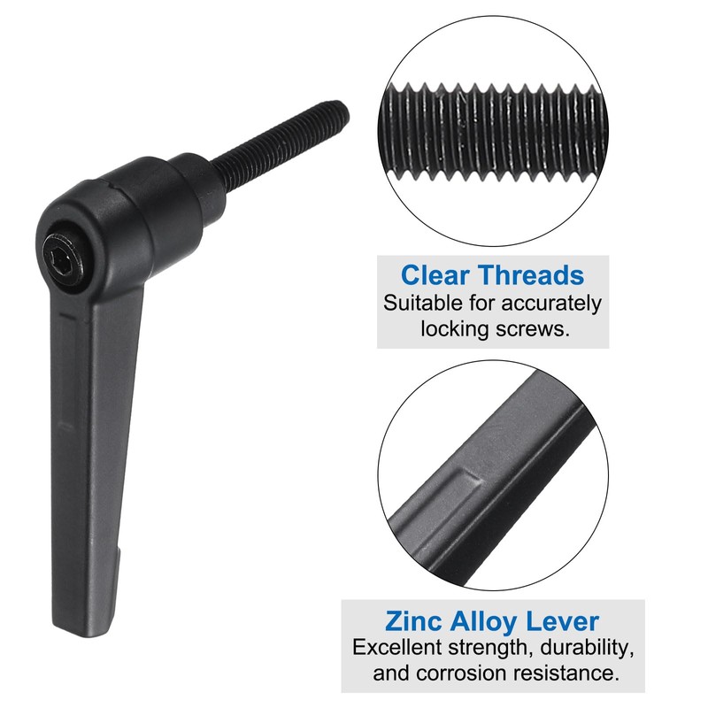 sourcing map 4pcs Clamping Lever Adjustable Handle Set Metric M5
