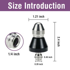 Napredak High Pressure Washer Sewer Jetter Nozzle, Stainless Steel Sewer Cleaning Tool with 1/4 Quick Connect, 5000 PSI (1 Front Jet and 6 Rear Jets)