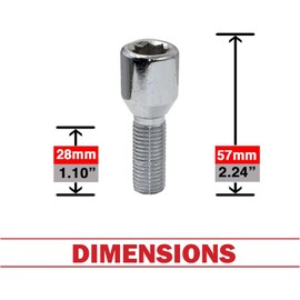 Wheel Accessories Parts 20 Pcs M14 x 1.5 14 x 1.5 Acorn Seat Tuner Lug Bolt Tuner 28mm Thread Length Chrome Finish Alfa Romeo Gulia Stelvio ｜ Volvo S60 S90 V60 XC40 XC60 XC70 XC90