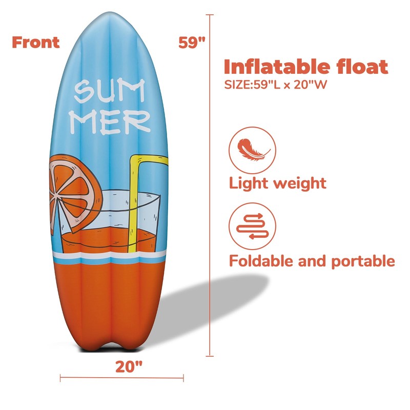 HOHQB 59“ Inflatable Surfboard Luau Themes and Beach Party Decorations