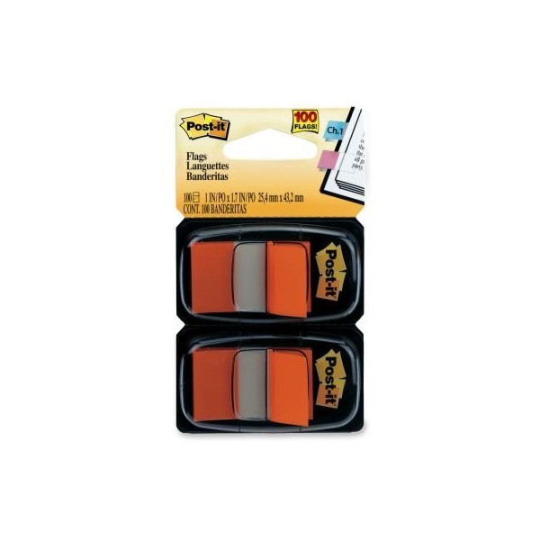Post-it Flags Standard Tape Flags in Dispenser, Orange, 100 Flags/Dispenser