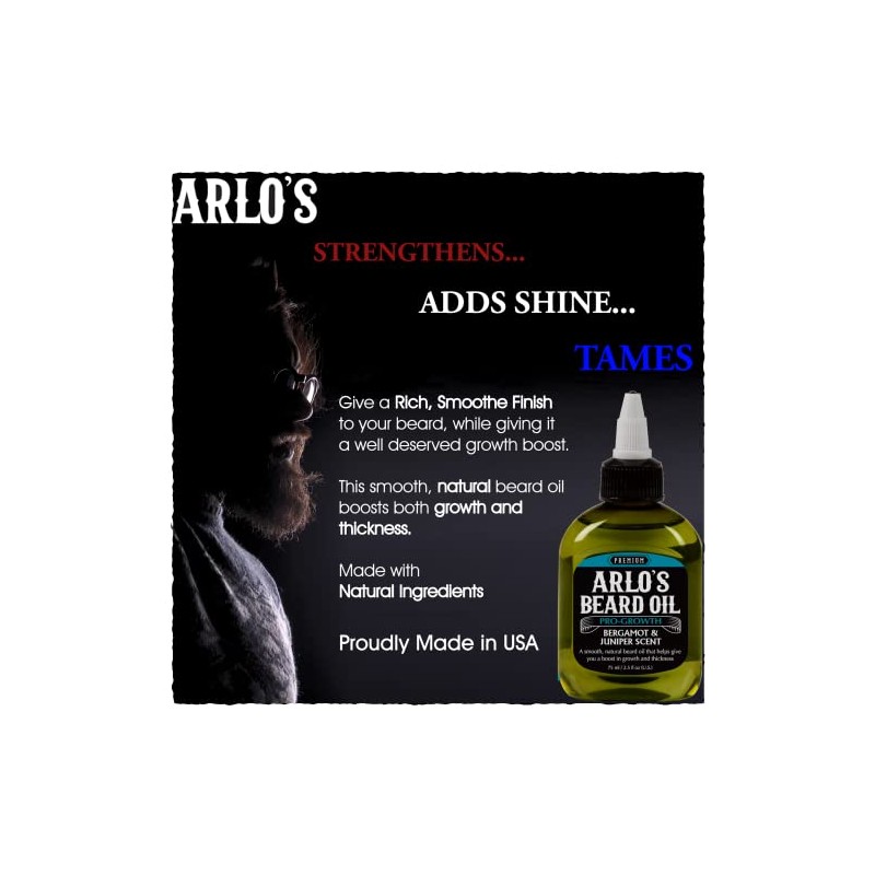 Arlo's Pro Growth Beard Oil - Bergamot Juniper 2.5 oz.