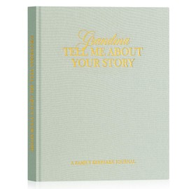 Lanpn Grandma Life Story Book Journal with 260+ Prompts, Linen Hardcover Grandmother Guided Journal Memory Keepsake Book to Fill Out, Mother's Day Birthday Christmas Gift for Grandmas, Sage Green