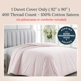 Luxury Full/Queen Duvet Cover Only - Premium 400 Thread Count, Natural 100% Cotton Duvet Covers Queen, Soft Sateen Weave, Button Closure and Corner Ties - Pink