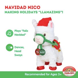 Cuddle Barn - Navidad Nico | Animated Christmas Walking Musical Plush Llama Toy Plays Feliz Navidad, 10.5 inches