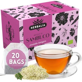 HERBALIA - Elderflower Tea in Tea Bags, Elderflower Infusion Set with 20 Tea Bags without Metal Clips, 26g Elderflower for Teas and Herbal Teas