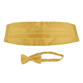 Moda Di Raza Gold Bow Tie and Cummerbund, Tuxedo Suit, Dinner and Black Jacket Event, Gold Tie and Cumberbund, Bowties Men, Size