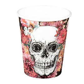 Boland 97087 Day of The Dead Party Cups - Pack of 10-210ml - Eco-Friendly Party Tableware - 100% Paper, Perfect for Birthdays and Halloween Parties