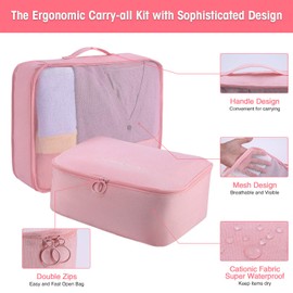 Packing Cubes for Suitcases 7 Set, Luggage Packing Organizers with Shoe Bag and Toiletry Bag (Pink)