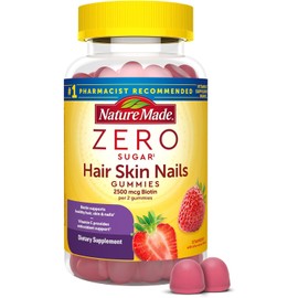 Nature Made Biotin Gummies for Hair, Skin & Nails - 2500 mcg, Zero Sugar, 120 Sugar-Free Gummies, 60-Day Supply