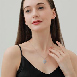 TOUPOP Infinity Cross Necklace for Women Sterling Silver Tree of Life Pendant Necklace Blue Crystal Celtic Christian Jewelry Valentines Day Gifts for Women Her Mom