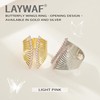 LAYWAF Pink Silver Butterfly Rings for Women, Chunky Adjustable Ring,