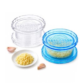 Manual Garlic Twister 2 Pcs, Clear Blue Garlic Mincer & Ginger Masher, BPA-Free No-Blade Garlic Chopper, Compact Kitchen Gadget for Onion, Small Nuts & Everyday Meal Prep