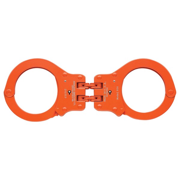 Peerless Handcuff Company, Hinged Handcuff, Model 850O, Hinged Handcuff - Orange Finish