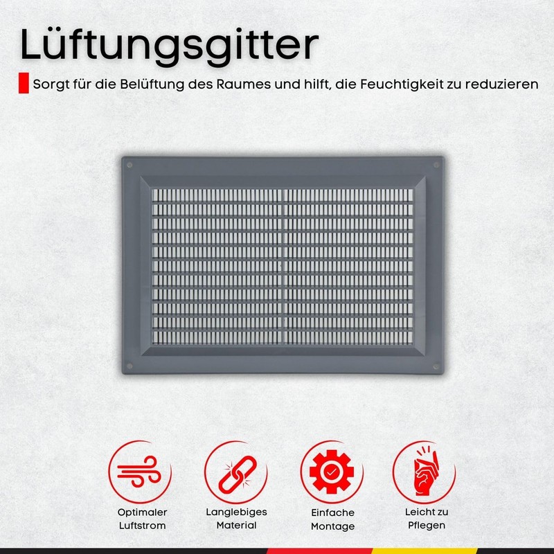 Steinberg14 Grey Ventilation Grille 250 x 170 mm - Plastic