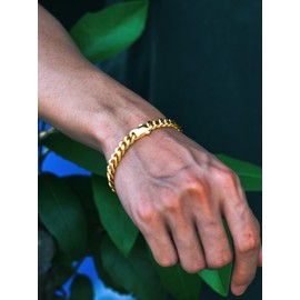 Richsteel Sturdy Gold Chain Mens Bracelet Cuban Link Bracelets For Boy