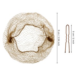 Penta Angel 10Pcs Small Invisible Mesh Hair Nets with 30Pcs U Shaped Hair Pins Elastic Hair Bun Maker Making for Women Girls Ballet Dancer (Light Brown)