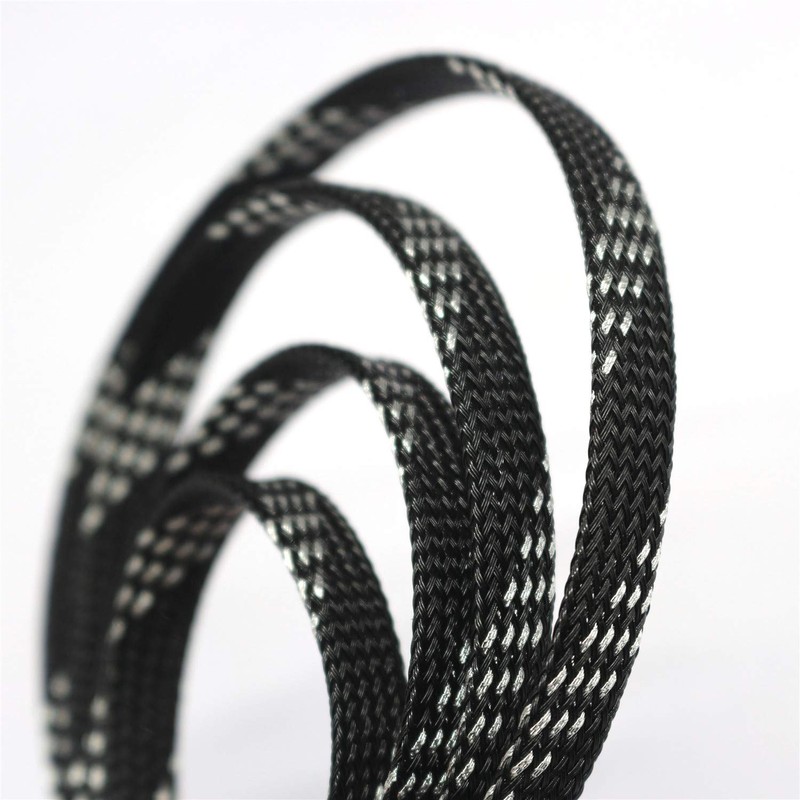 30ft PET Expandable Sleeving Wire Cable Sleeve (2/3", Silver&Black)