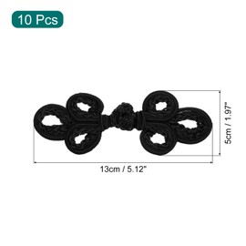 QUARKZMAN 10 Pairs Chinese Knot Frog Buttons Fastener Black Sewing Buttons Fasteners for DIY Sewing Coats Cape Sweater Bridal Costume Outfit
