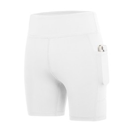 DEVOROPA Girls 5" Spandex Volleyball Shorts Stretch Youth Athletic Gymnastics Shorts Kid Yoga Dance Compression Shorts Pocket White Small