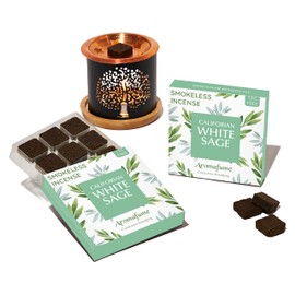 California White Sage Incense Bricks (2 x 9 Bricks) & Tree of Life Exotic Burner by Aromafume | Made with Salvia Apiana(White Sage) Extracts | Ideal for Positivity & Cleansing | Low-Smoke & Non-Toxic