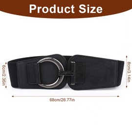 Teegxddy Women's Waist Belt - Waist Belt Women's Wide - Wide Belt Women's for Dress - Waist Belt - Belt for Dress - Belt Black Women - Elasticity Waist Belt Women with Metal Hooks, black