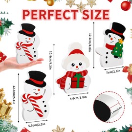 Pack of 3 Wooden Snowman Figurine, Christmas Wooden Block Sign, Christmas Wooden Sign, Christmas Graduated Tray Decorations, Table Decoration for Holiday Party